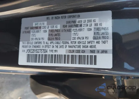 2016 Mazda Cx-5 Sport from USA, damaged, VIN JM3KE2BY6G0767684